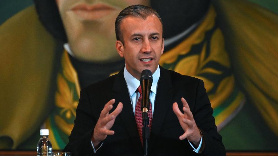 10.mai.2019 - Vice-presidente da Venezuela Tareck El Aissami em conferência de imprensa em Caracas - Marvin Recinos/AFP