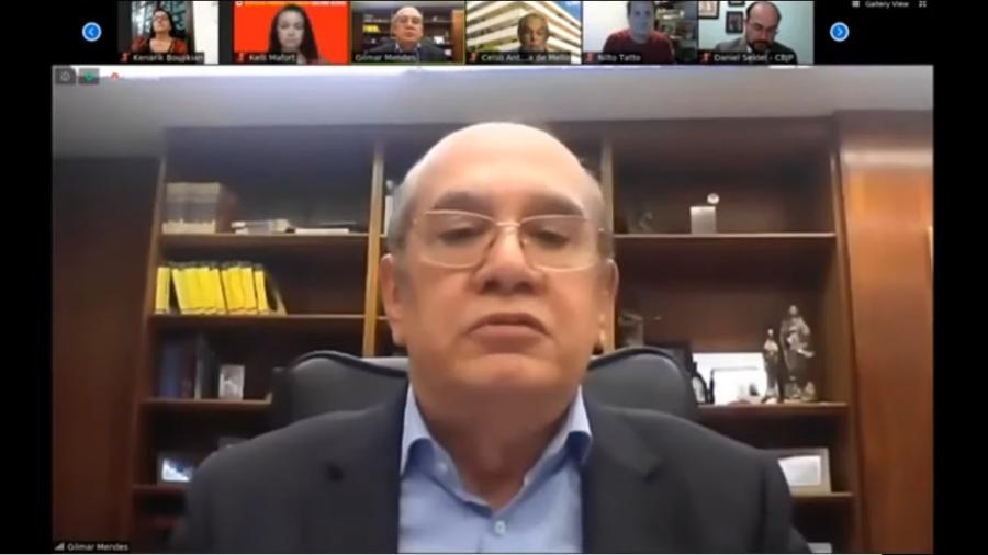 O ministro Gilmar Mendes durante live promovida pelo MST: uma proposta que tem tudo para fazer boa história - Reprodução/Youtube