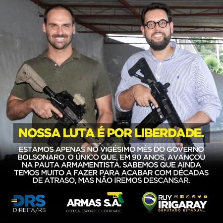 O deputado estadual Ruy Irigaray (PSL-RS), à direita do deputado federal Eduardo Bolsonaro (PSL-SP) - Reprodução/Rede social