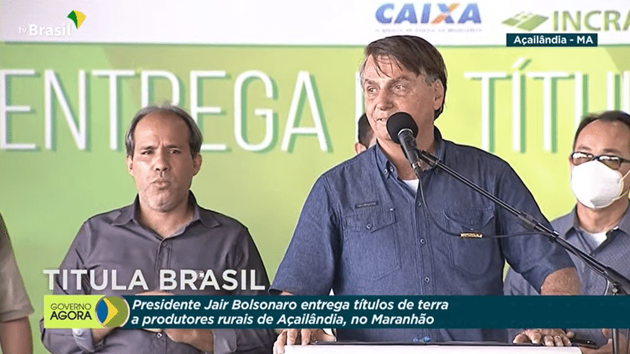 21.mai.21 - Presidente Jair Bolsonaro (sem partido) em Açailândia, no Maranhão - Reprodução/TVBrasil