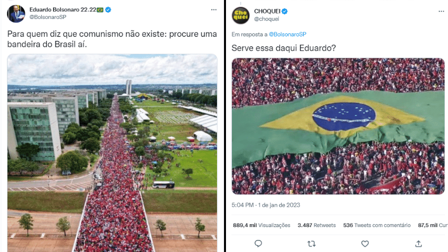 O deputado federal Eduardo Bolsonaro (PL-SP) foi rebatido nas redes sociais - Reprodução/Twitter