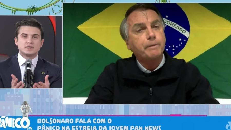 Jair Bolsonaro e André Marinho durante entrevista para a Jovem Pan, ontem - Reprodução/Jovem Pan