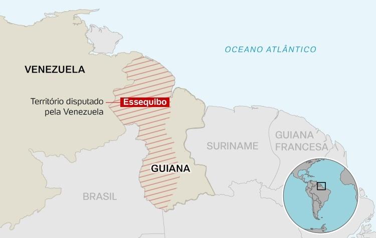 O território de Essequibo é disputado pela Venezuela