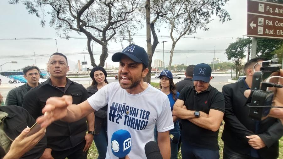 24.ago.2024 - Pablo Marçal fala após decisão da Justiça que bloqueia perfis