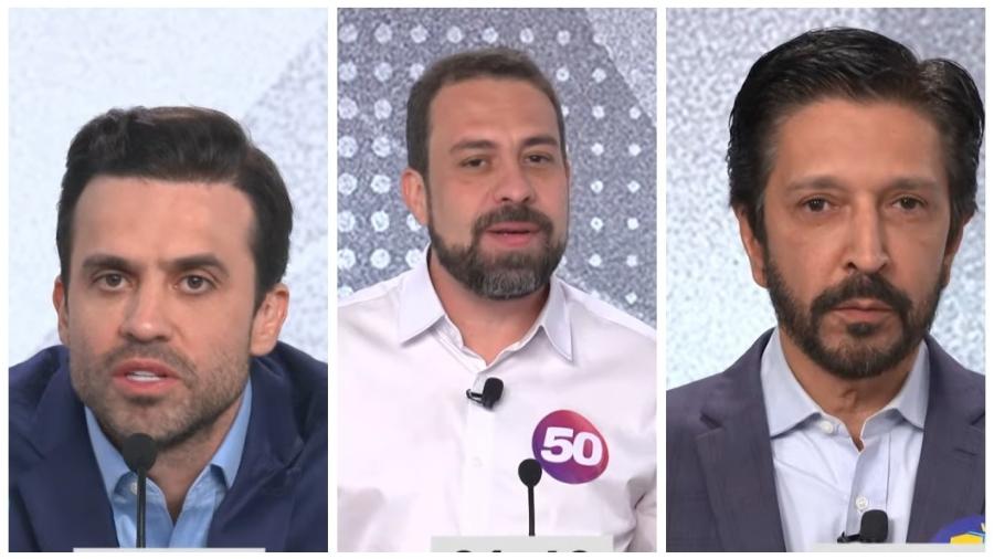 Marçal, Boulos e Nunes: decisão só nos últimos minutos - Reprodução: UOL