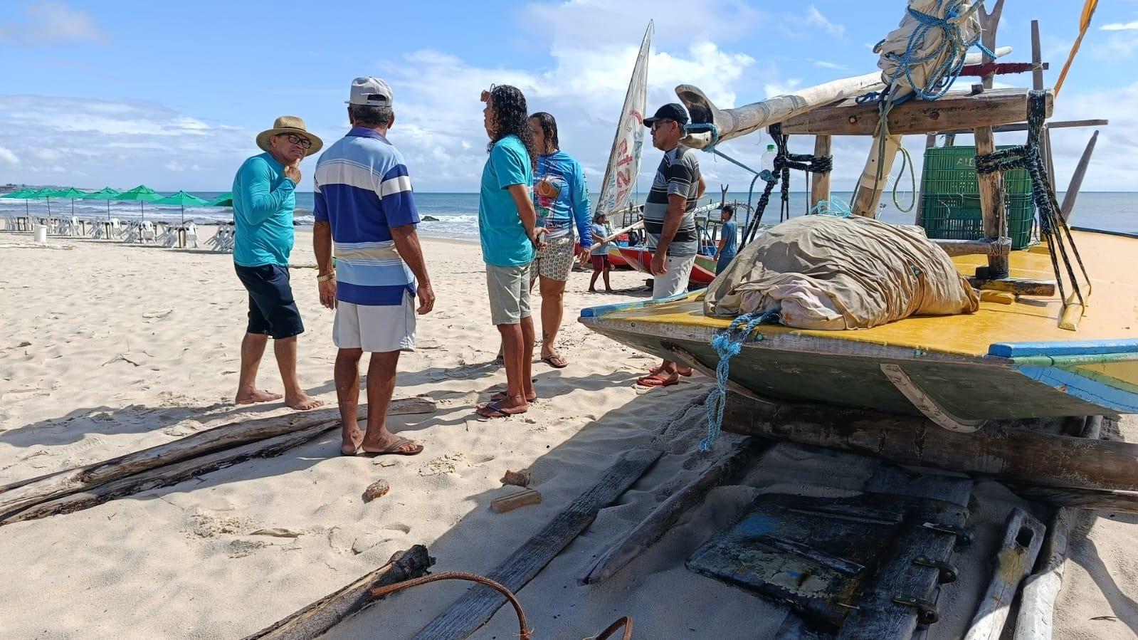 Pescadores do Ceará em ação da campanha Mar aberto, velas livres: para a vida melhorar, diga não às eólicas no mar - undefined