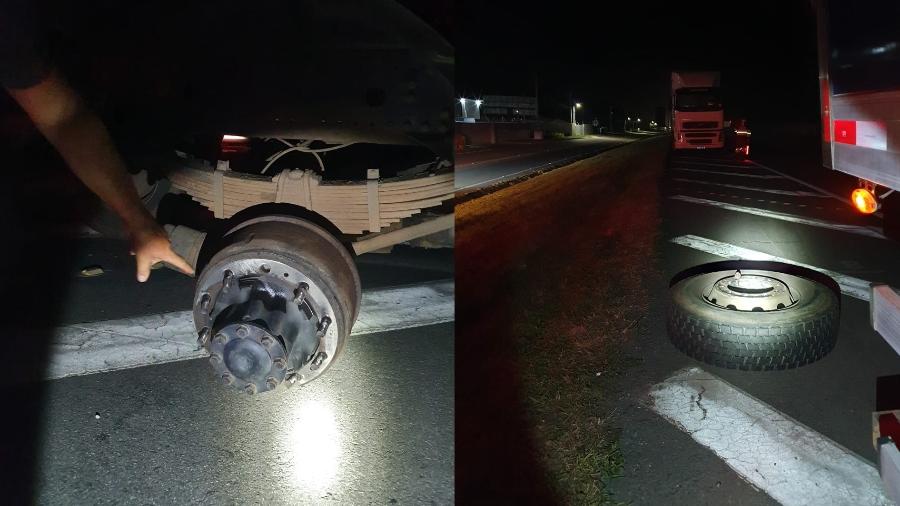 Roda de caminhão se desprendeu e atingiu borracheiro que aguardava pagamento de serviço - Divulgação/PRF