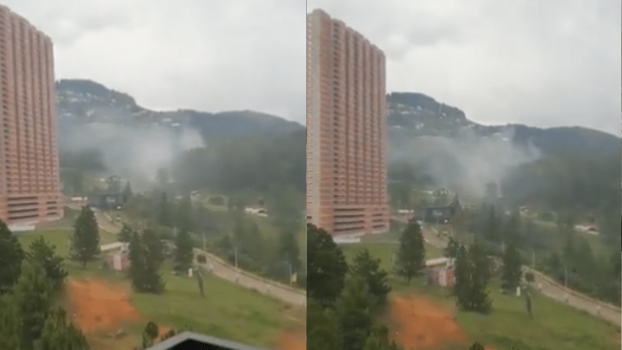 Moradores filmaram fumaça que tomou conta de bairro na Colômbia, afetando vizinhança - Reprodução/Twitter