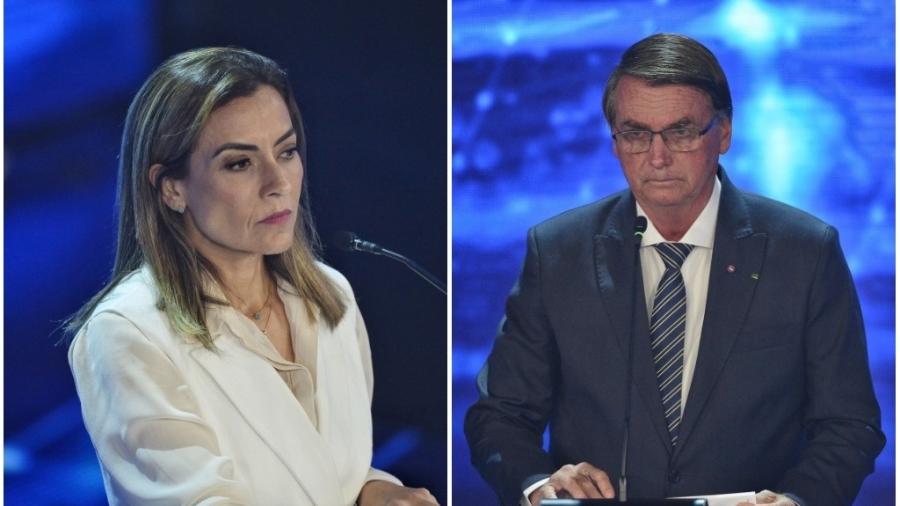 Soraya Thronicke e Jair Bolsonaro em debate de primeiro turno presidencial - Comunicação Band