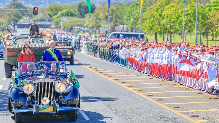 O presidente Lula (PT) e a primeira-dama Janja da Silva no 7 de Setembro de 2023: neste ano será menor