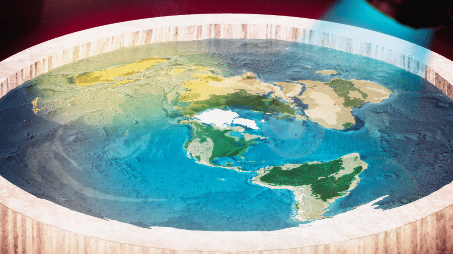 Pôster do filme Terra Plana mostra como seria o mapa se o planeta tivesse o formato de um disco - Divulgação
