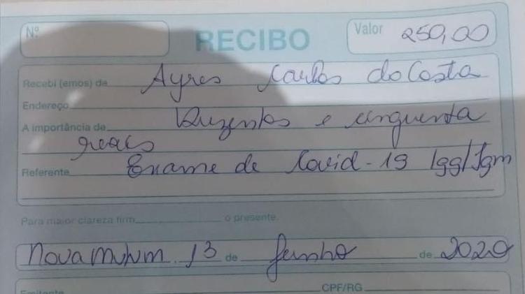 Recibo de pagamento de teste para covid-19 - Arquivo Pessoal - Arquivo Pessoal