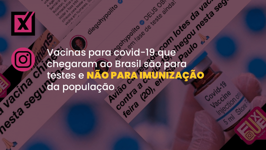 Post no Instagram do ginasta Diego Hypolito comemorou a chegada à São Paulo dos primeiros lotes da vacina chinesa contra a covid-19 - Arte/Comprova