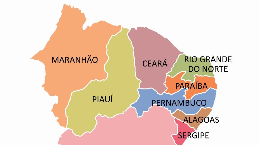 Mapa região nordeste do Brasil - Luisrftc/Getty Images
