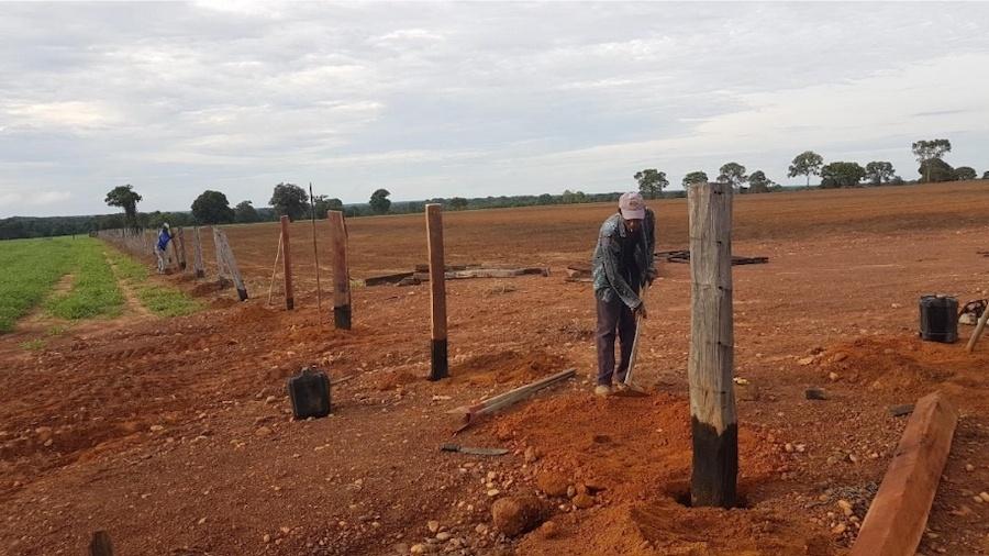 Trabalhadores constroem cercas na Fazenda Alaia (GO), que fornece gado para grandes frigoríficos  - Auditoria Fiscal do Trabalho