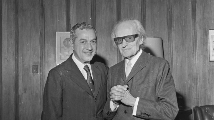 Galileo Emendabili com o então governador de SP, Laudo Natel, em 1973 - Domínio Público 