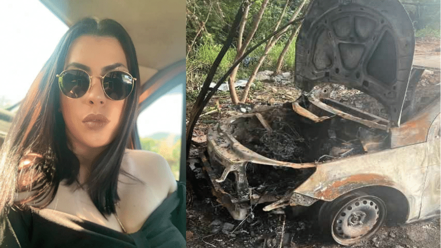 Amanda Lancha, de 31 anos, e o carro encontrado pelos policiais