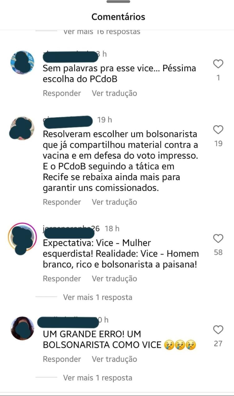 Críticas na postagem compartilhada de indicação do vice de Vini Castello