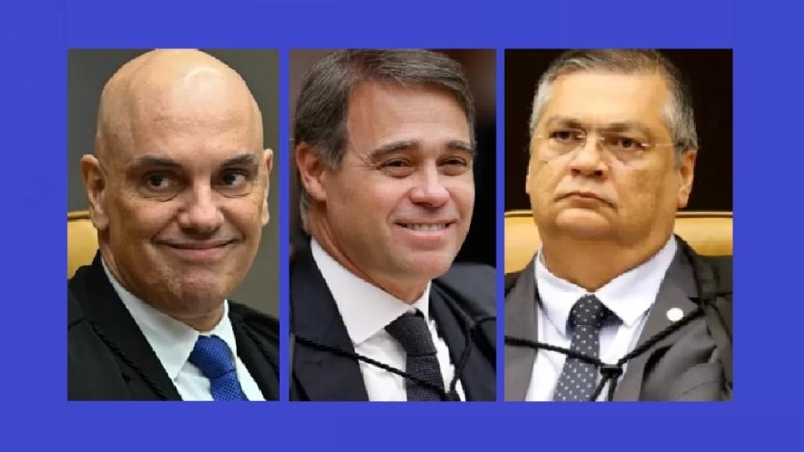 Os ministros Alexandre de Moraes, André Mendonça e Flávio Dino, do STF. Argumentação de Mendonça sobre impedimentos passou por territórios perigosos Os ministros Alexandre de Moraes, André Mendonça e Flávio Dino, do STF. Argumentação de Mendonça sobre impedimentos passou por territórios perigosos