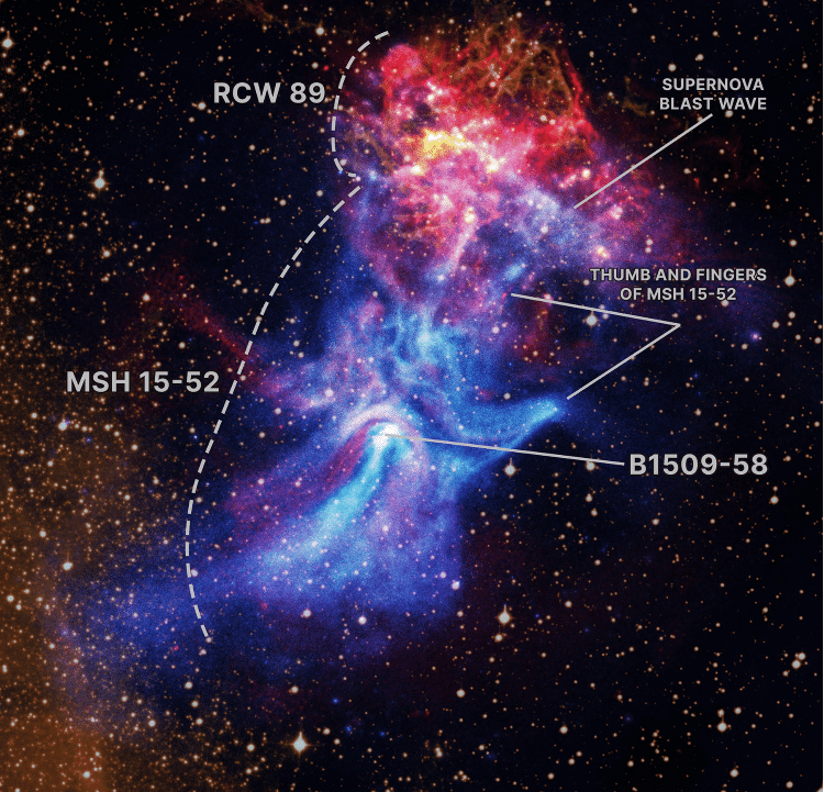 Detalhes da nova imagem da "mão cósmica" (ou "mão de Deus") registrada pela Nasa Detalhes da nova imagem da "mão cósmica" (ou "mão de Deus") registrada pela Nasa