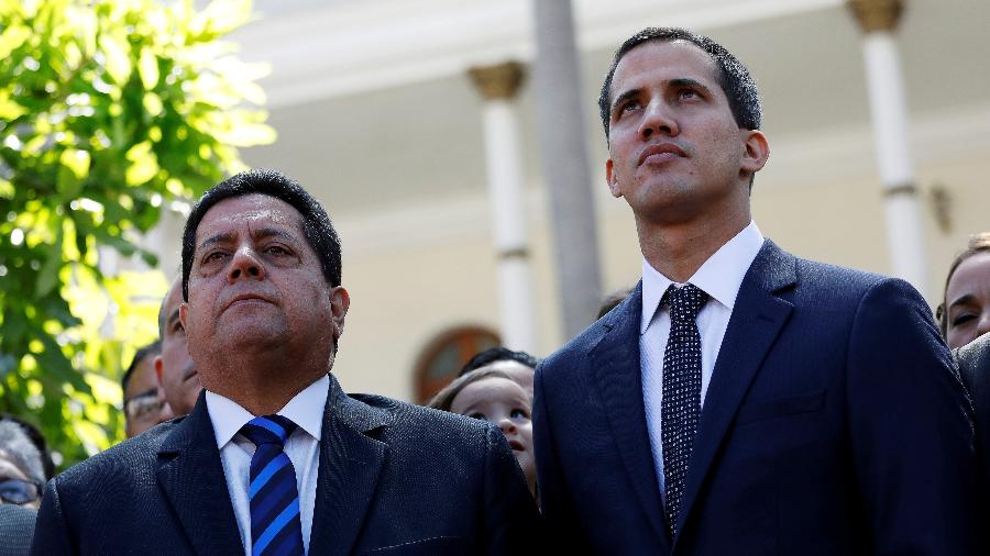 Vice-presidente da Assembleia Nacional Edgar Zambrano e Juan Guaidó, presidente da assembleia e autoproclamado presidente interino da Venezuela - Arquivo/ Manaure Quintero/Reuters
