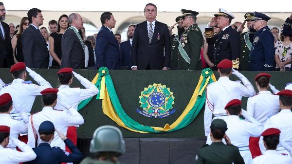 23.ago.2019 - Presidente Jair Bolsonaro (SPL) participa de cerimônia do Dia do Soldado - Marcos Corrêa/Presidência da República