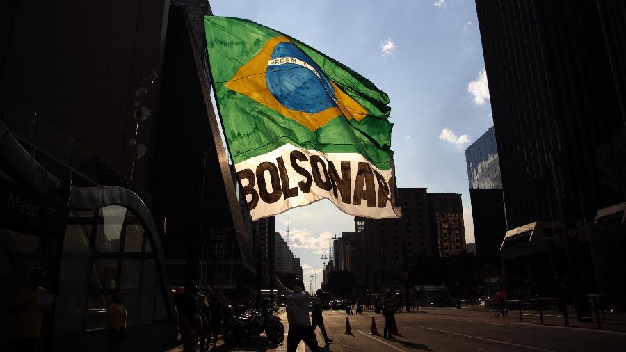 Manifestação em apoio ao presidente Jair Bolsonaro na tarde deste domingo (21), na Avenida Paulista - Danilo M Yoshioka/Futura Press/Estadão Conteúdo