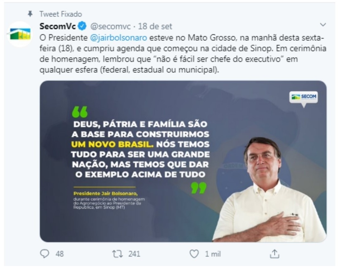 Secom faz 'promoção pessoal' de Bolsonaro em redes, diz área técnica do TCU