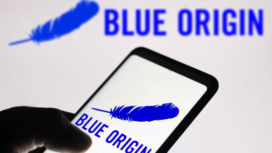 Logotipo da Blue Origin em tela de celular - Getty Images