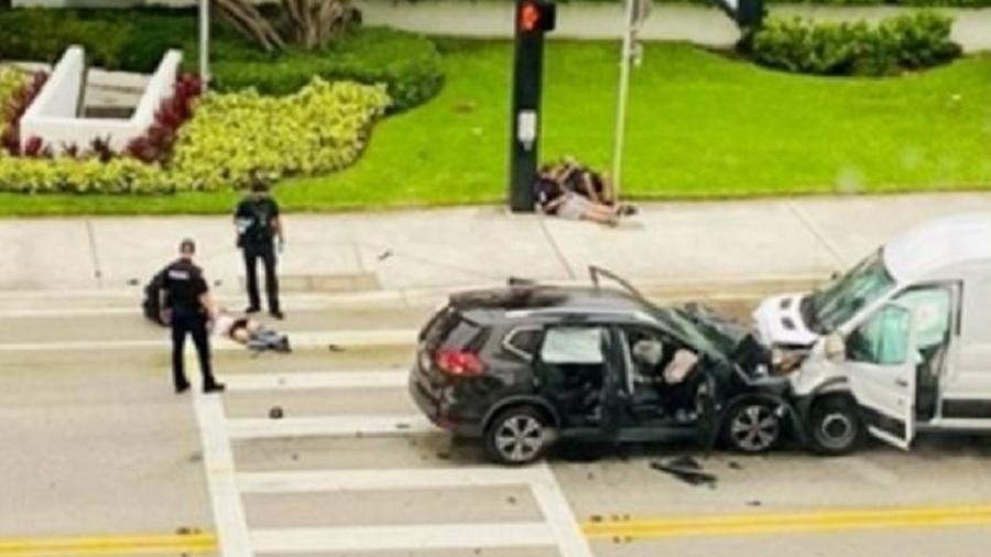 Carros colidiram de frente na Flórida após motorista perder controle do veículo enquanto recebia sexo oral - ABC News/Reprodução de vídeo