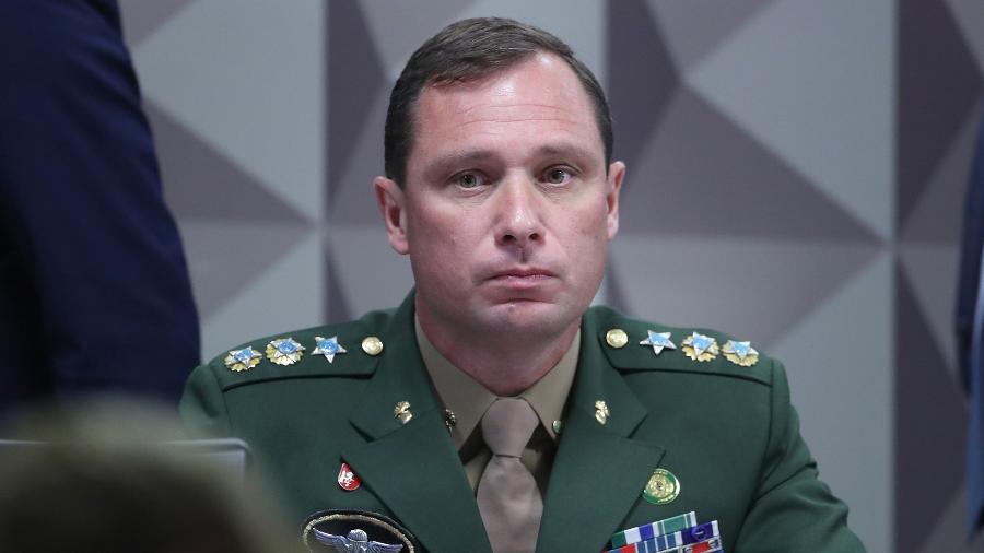 Tenente-coronel Mauro Cid, ex-ajudante de ordens de Jair Bolsonaro, em depoimento na CPMI do 8 de Janeiro