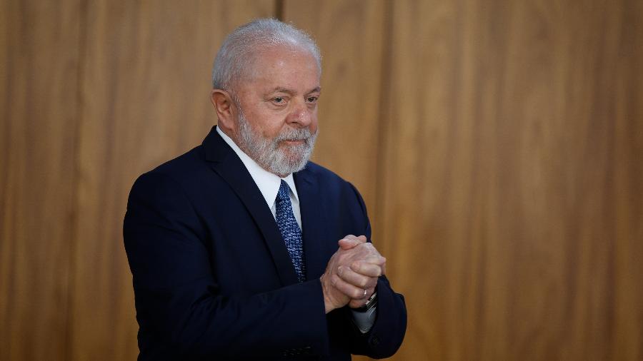 08.jan.24 - O presidente Lula (PT) em evento no Planalto
