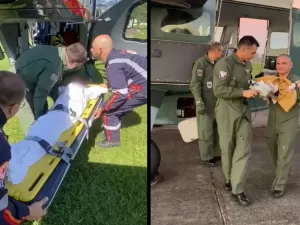 Criança com câncer é transportada para hospital em helicóptero no RS