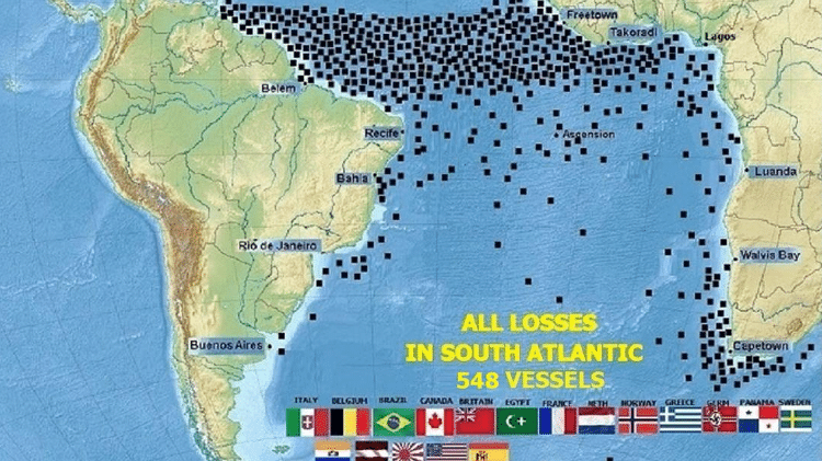 Site Sixtant contabiliza 548 navios naufragados no Atlântico Sul