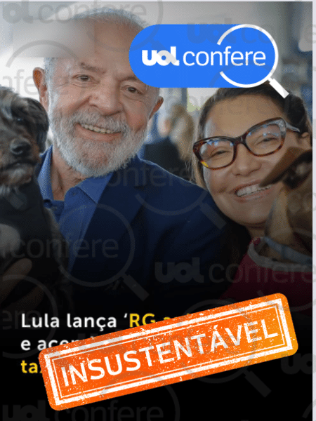 22.abr.2025 - Não há indícios de que governo usará RG animal para taxar donos de pets - Arte/UOL Confere sobre Reprodução/Facebook