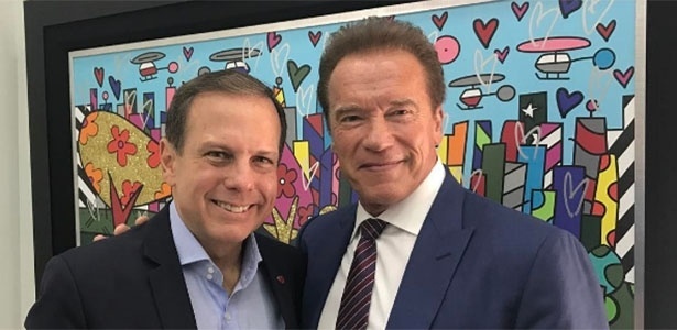 Após evento com empresários, Doria recebeu o ator e político norte-americano Arnold Schwarzenegger em seu gabinete, em São Paulo - Reprodução/Instagram/@schwarzenegger