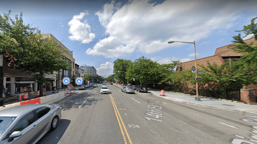 O cruzamento das ruas 14 e Riggs, em Washington DC - Reprodução/Google Street View