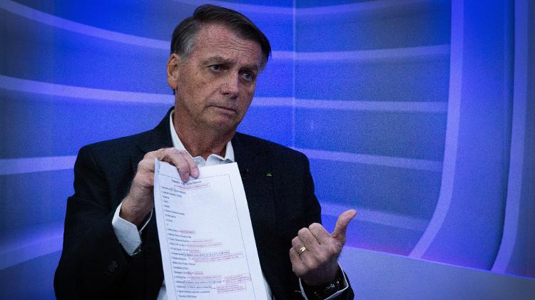 Bolsonaro mostra papéis durante entrevista ao UOL Bolsonaro mostra papéis durante entrevista ao UOL