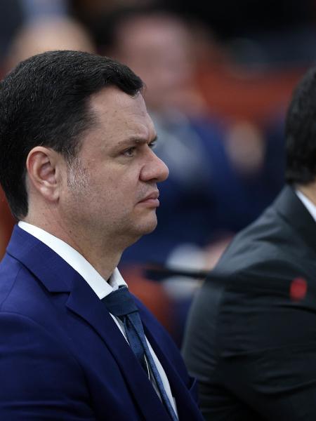 O ex-ministro da Justiça Anderson Torres durante sessão de interrogatório na Primeira Turma do STF O ex-ministro da Justiça Anderson Torres durante sessão de interrogatório na Primeira Turma do STF