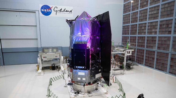 Telescópio Espacial Nancy Grace Roman é apresentado ao público no Centro de Voo Espacial Goddard da NASA, em Greenbelt, Maryland, em 21 de abril de 2026