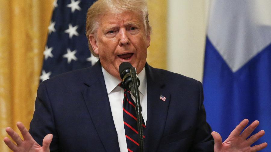 Presidente dos EUA, Donald Trump, durante coletiva de imprensa ao lado do presidente da Finlândia - 02.out.2019 - Leah Millis/Reuters