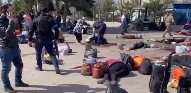 8.abr.2022 - Ataque deixa mortos em estação em Kramatorsk, na Ucrânia 