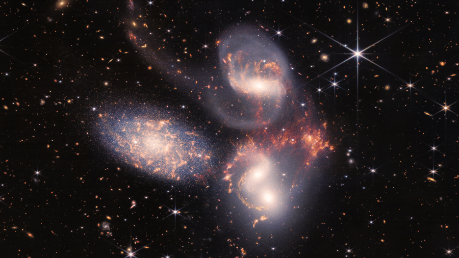 Enorme mosaico do Quinteto de Stephan é a maior imagem até o momento do James Webb, cobrindo cerca de 1/5 do diâmetro da Lua - Nasa/ ESA/ CSA/ STScI