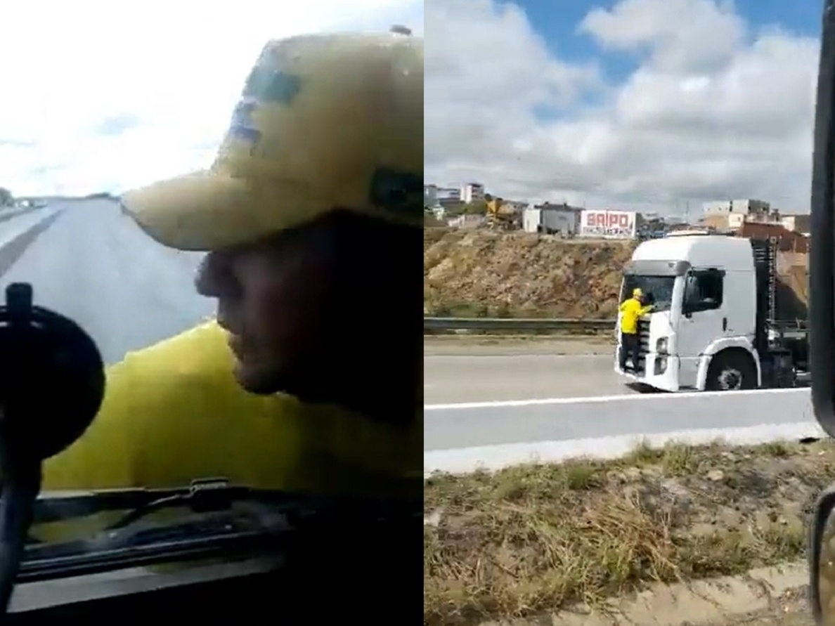 Caminhão anda com bolsonarista pendurado: quem toma multa e qual o valor? 