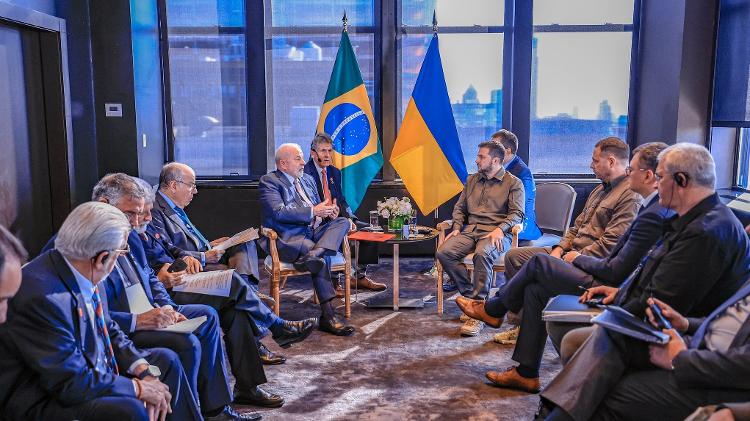 20.set.23 - O presidente Lula durante encontro com o presidente da Ucrânia, Volodymyr Zelensky, em Nova York