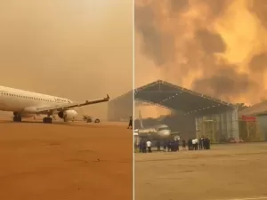 Fogo atinge área próxima a centro de manutenção da Latam no interior de SP