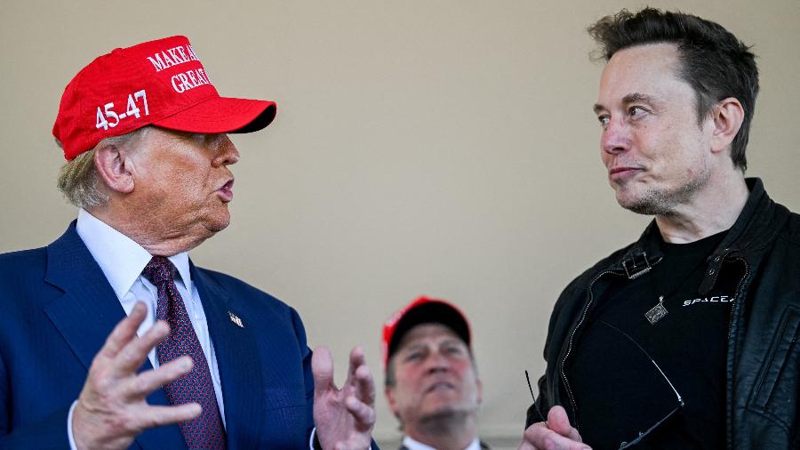 Donald Trump e o bilionário Elon Musk, chefe do Departamento de Eficiência Governamental dos EUA