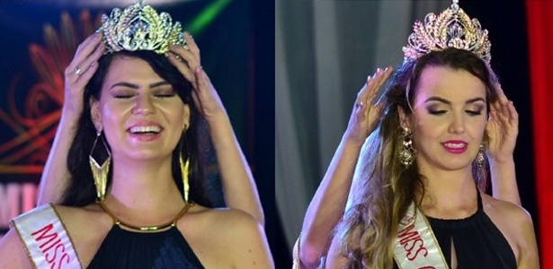 Do lado esquerdo, a Miss Ji-Paraná, que foi coroada erroneamente. Do lado direito, a verdadeira vencedora, Miss Cacoal, segundo a organização do concurso - Reprodução