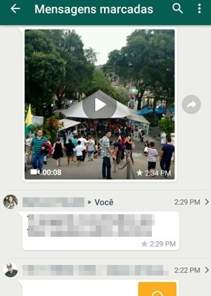 Mensagens marcadas_WhatsApp - Reprodução - Reprodução