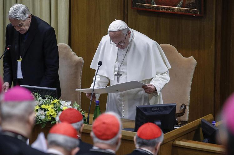 22.fev.2019 - Papa Francisco participa do segundo dia de uma cúpula global de proteção à criança para reflexões sobre a crise dos abusos sexuais dentro da Igreja Católica 22.fev.2019 - Papa Francisco participa do segundo dia de uma cúpula global de proteção à criança para reflexões sobre a crise dos abusos sexuais dentro da Igreja Católica